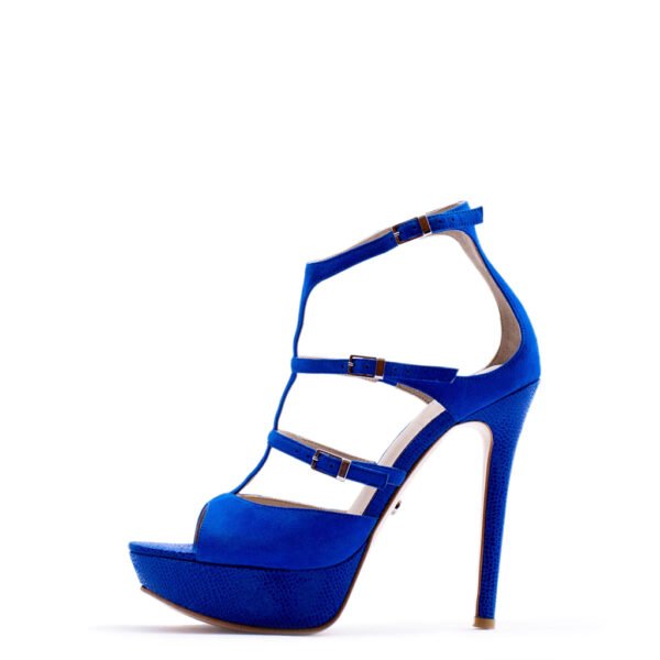 blue strappy high heels for men and women