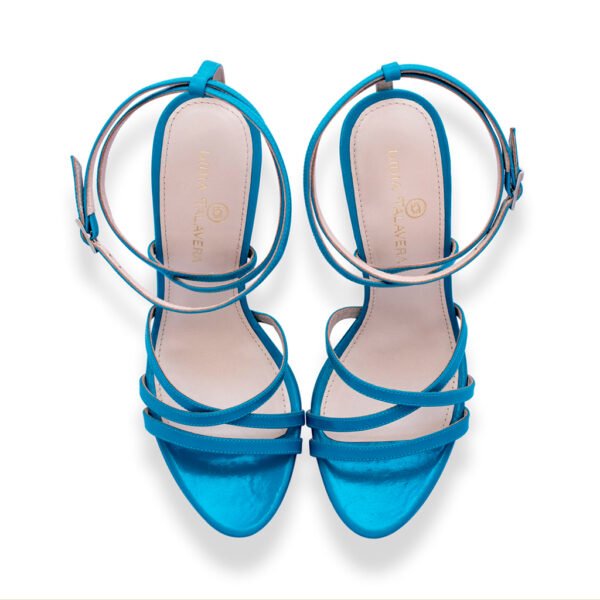 blue strappy heels for men and women