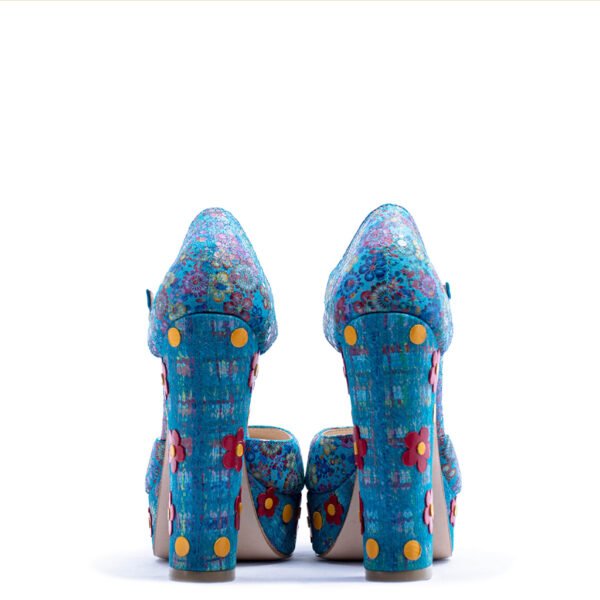 blue red and yellow heels for men and women