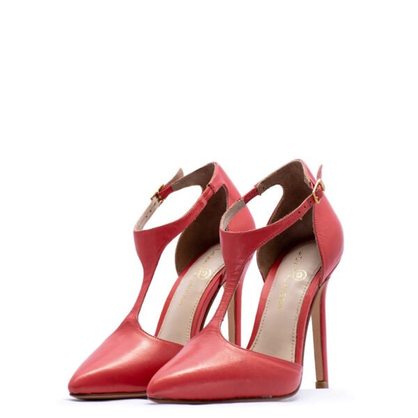 coral ankle strap heels for men and women