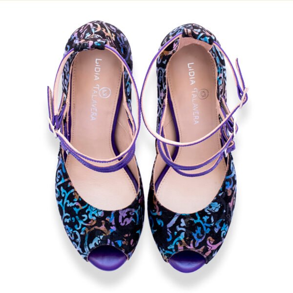 black purple and blue heels for men and women