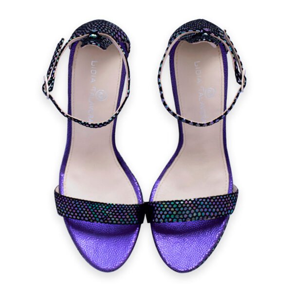 Purple strappy sandal heels for men and women