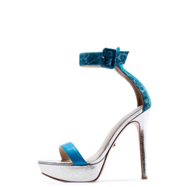 blue and silver high heels for men and women