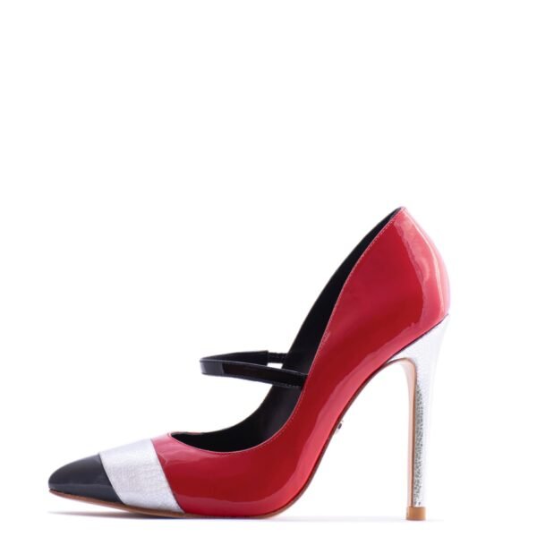 red stilletos with strap heels for men and women