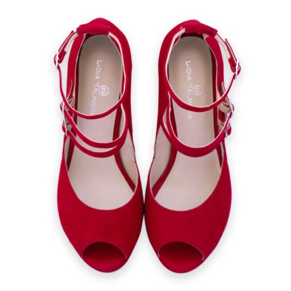 red high heels with straps for men and women