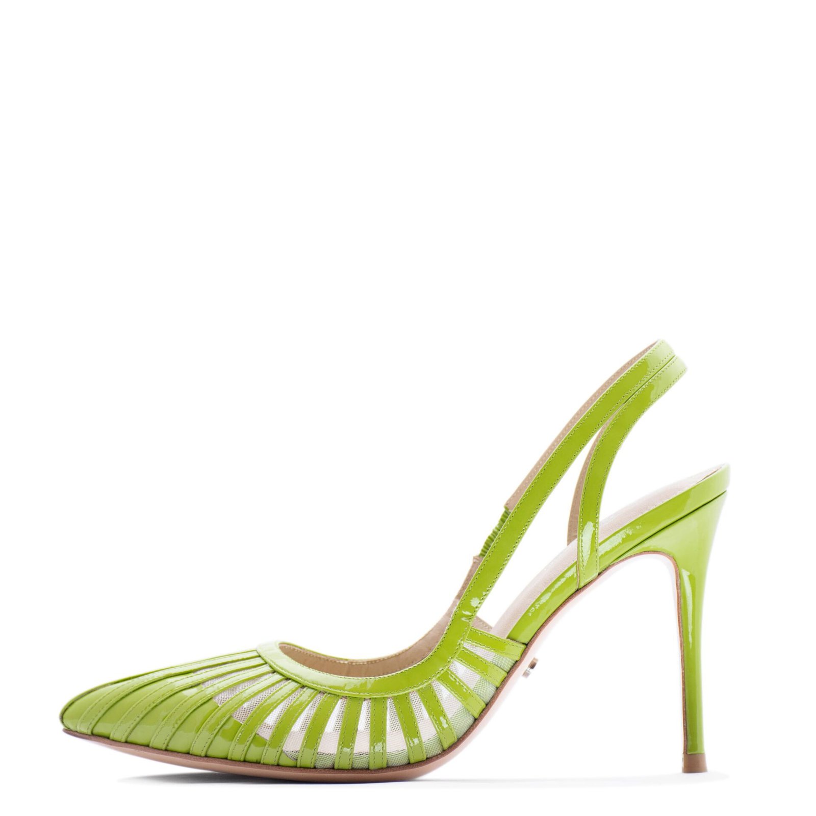 Green slingback bridal shoes