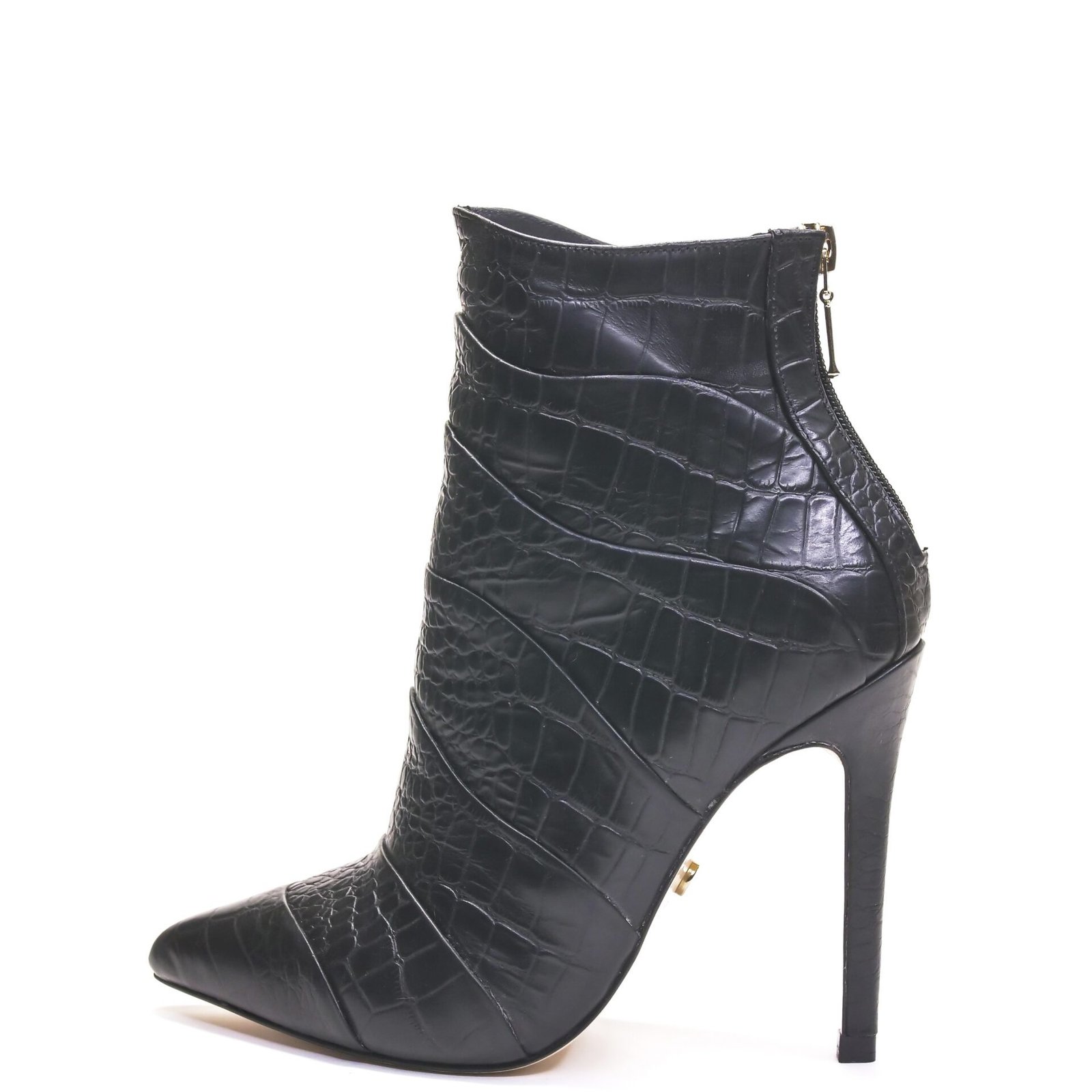 black leather 4 inch heel boots