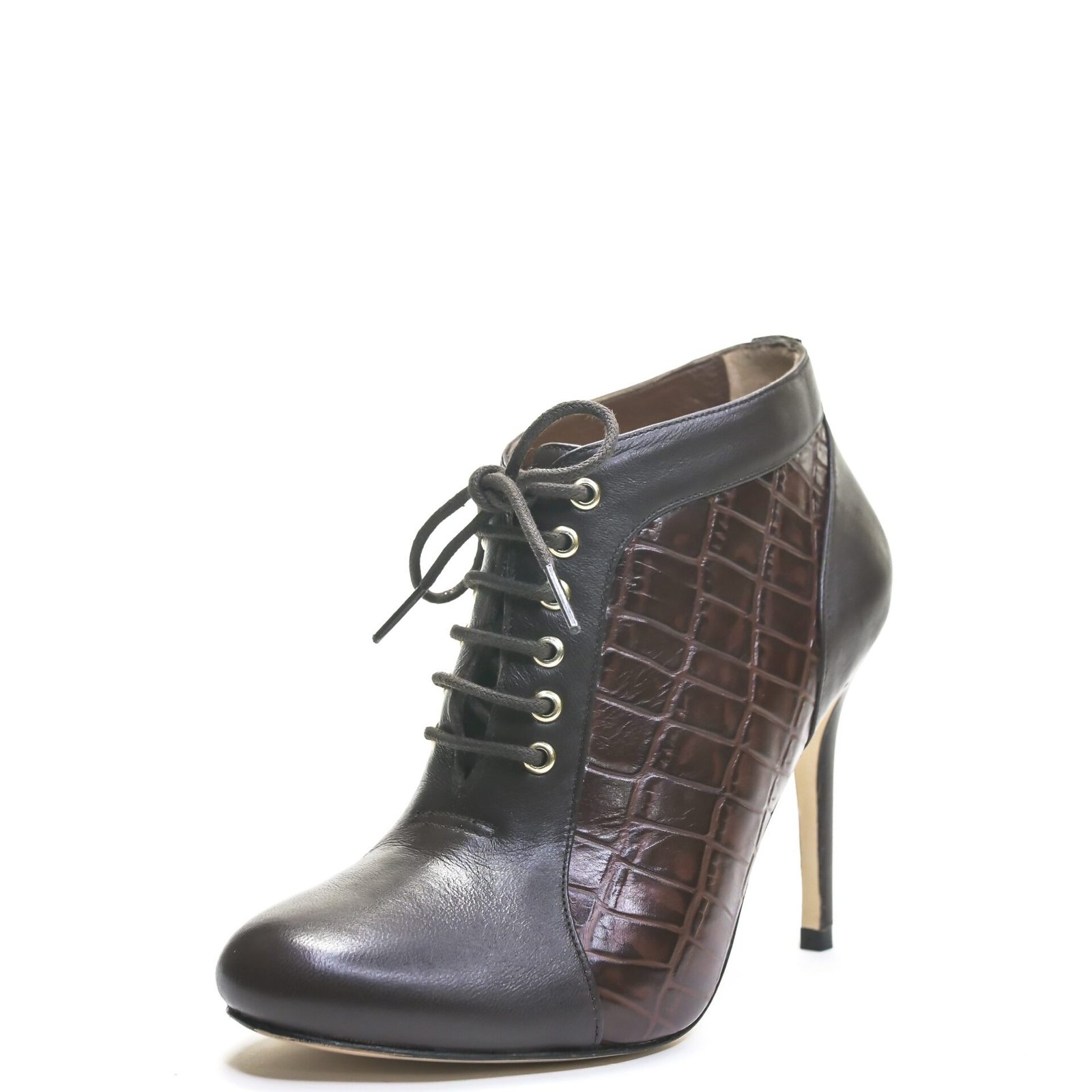 dark brown leather bootie with heel for men & women