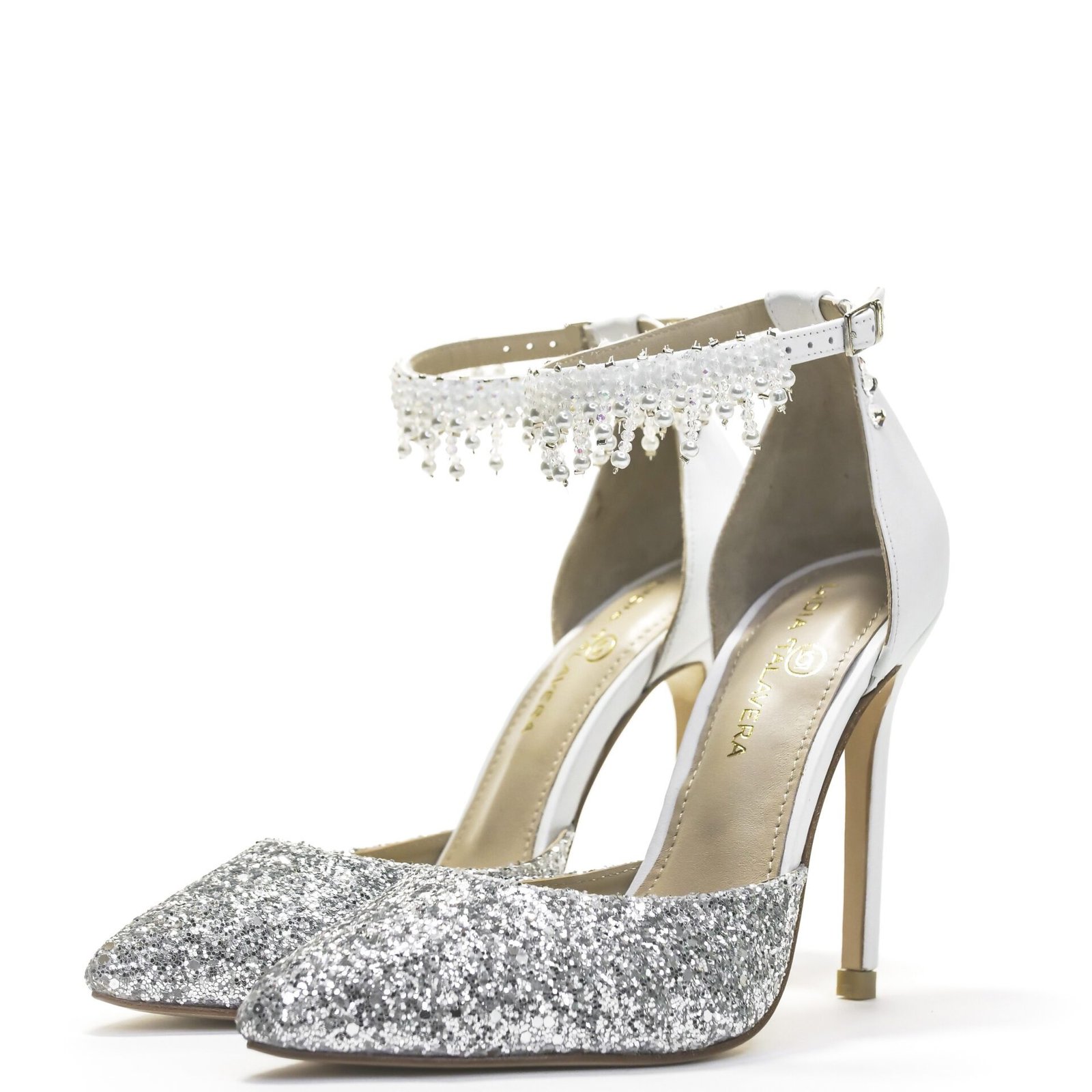 Silver Glitter bride shoes