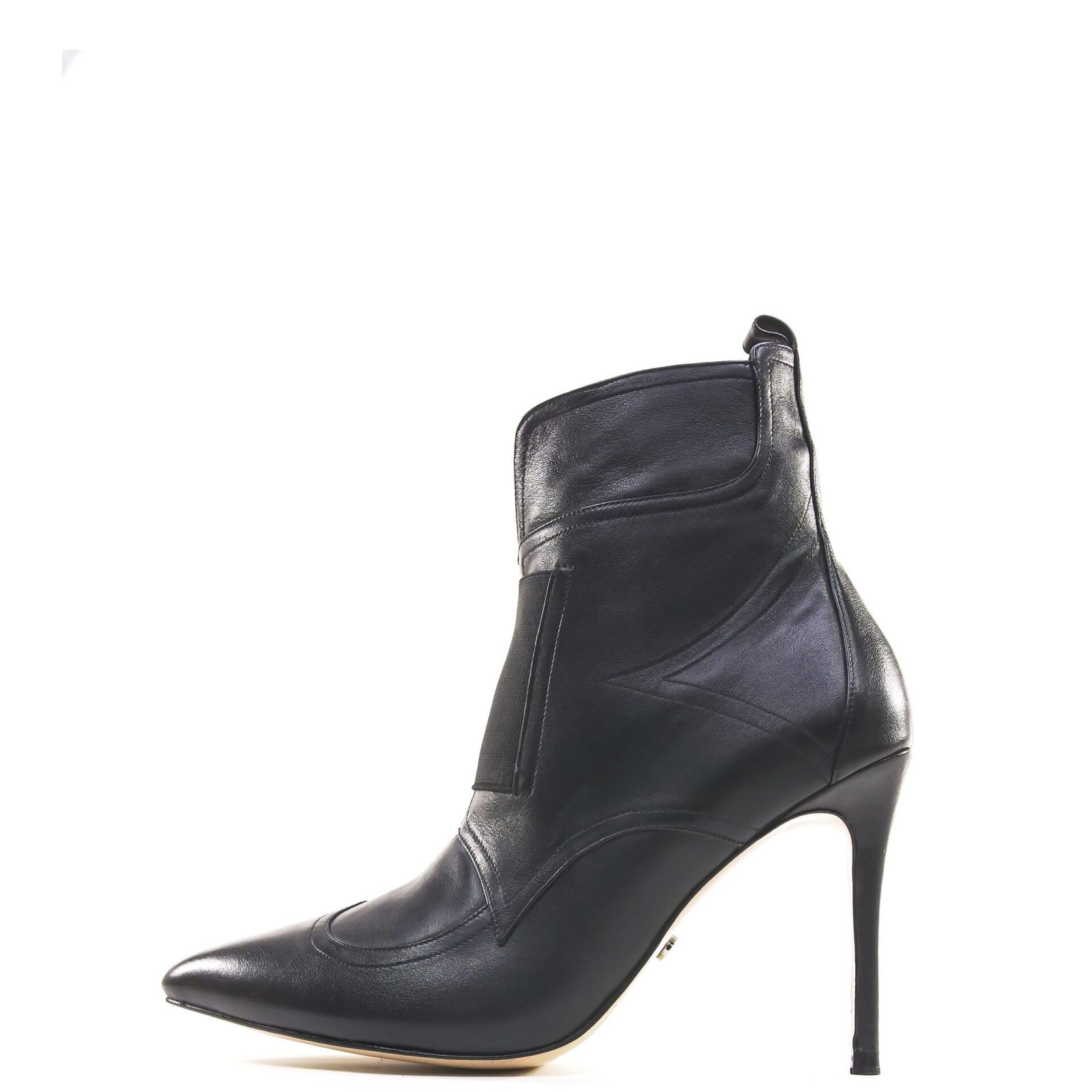 black ankle pointed-toe bootie