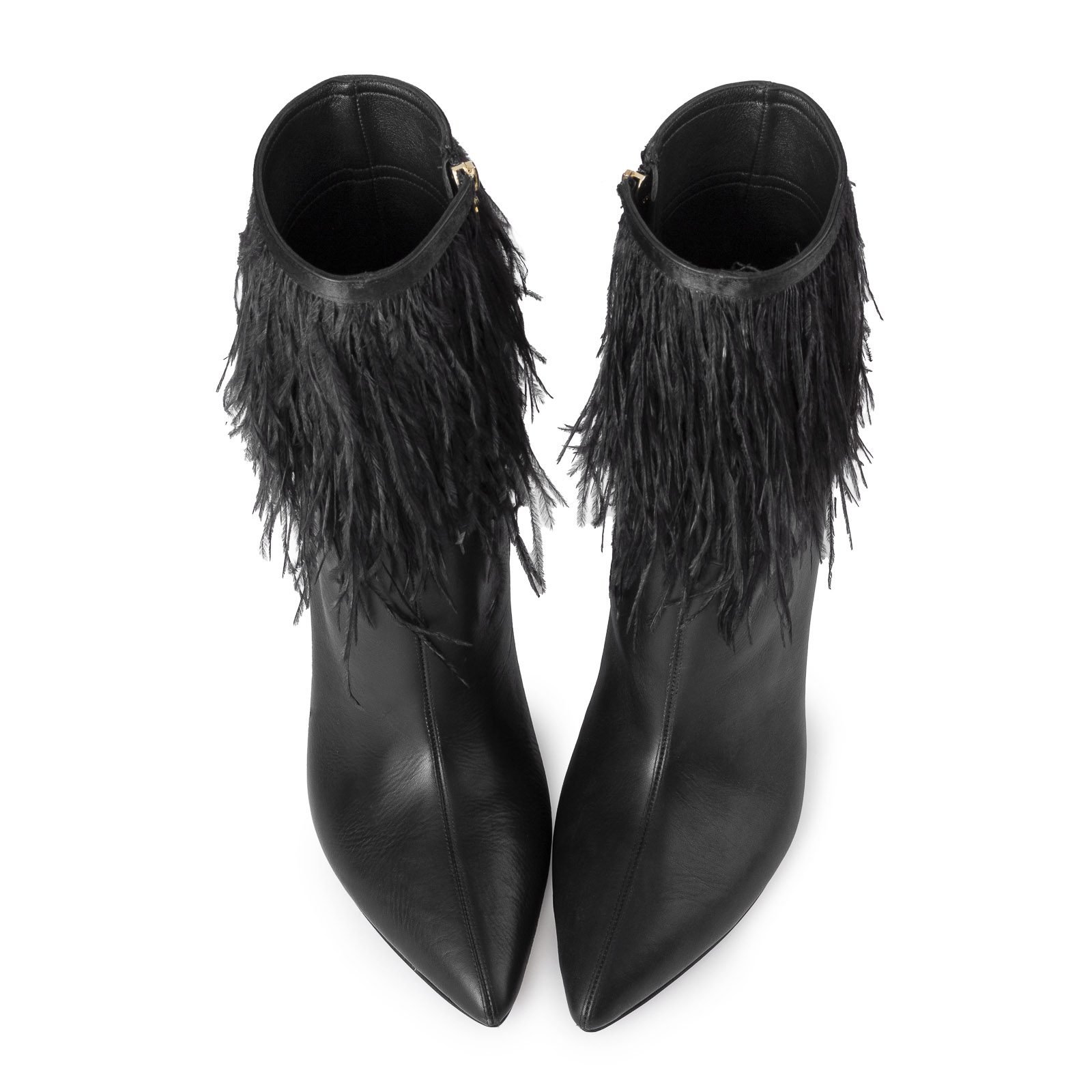 Black Booties with Ostrich feathers