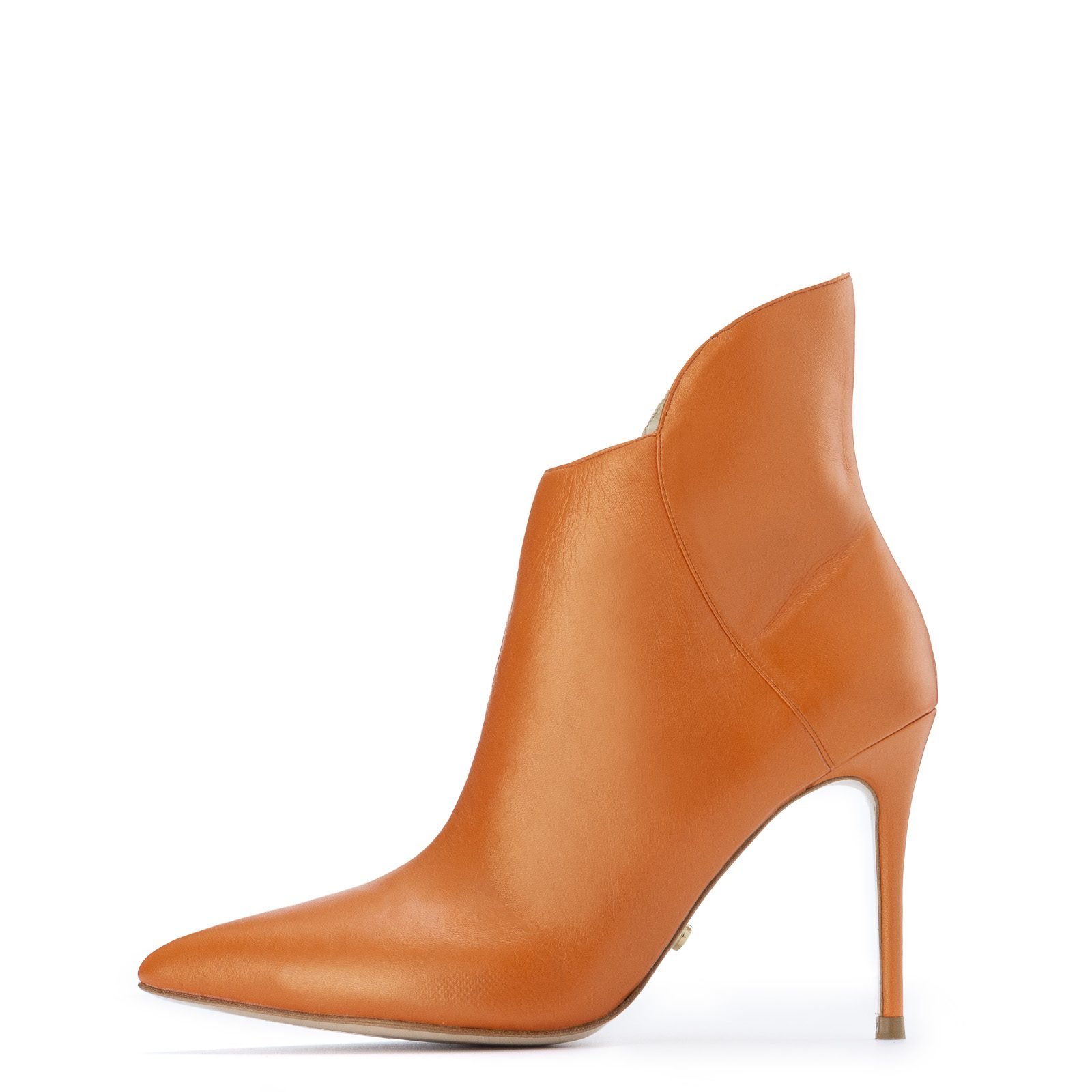 orange high heel booties