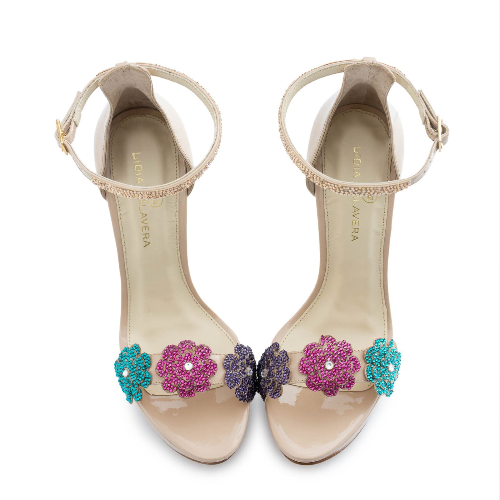high heel sandals with flowers