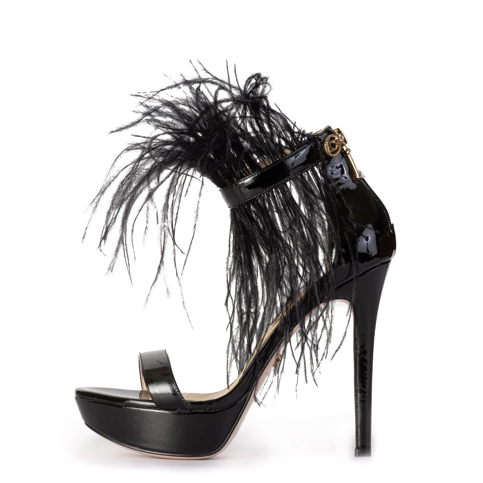 Platform Sandal with Ostrich feathers