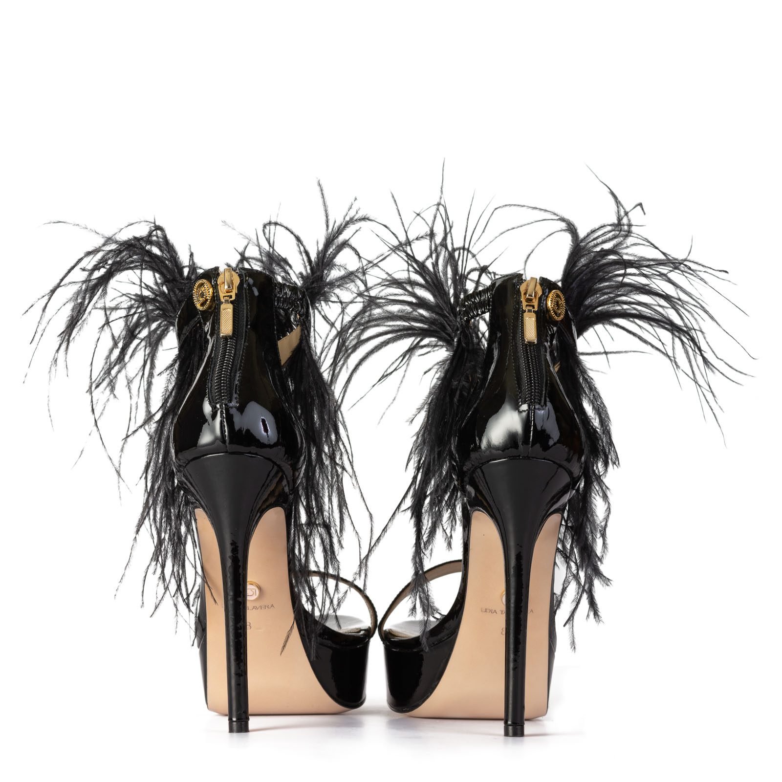 Strappy Sandals with feathers